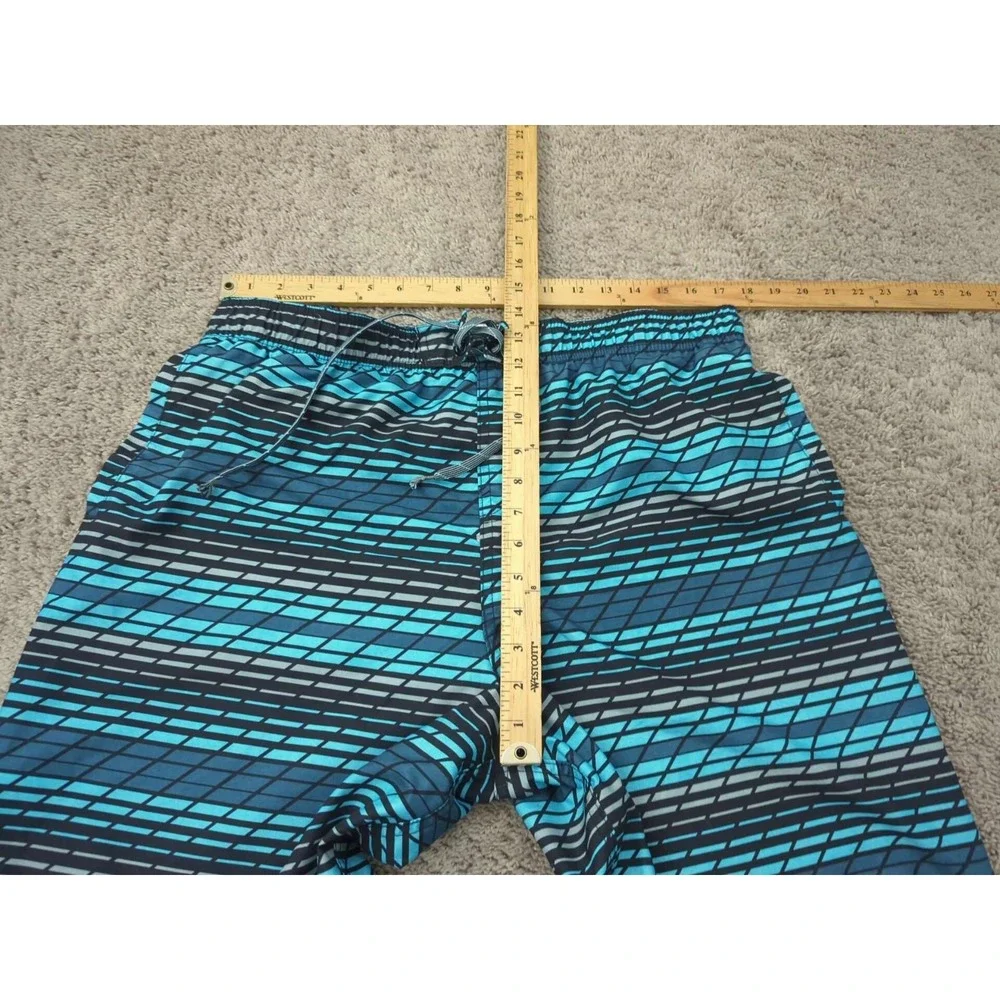 Nike Swim Shorts Mens XL Blue Geometric Striped Inseam: 10.5